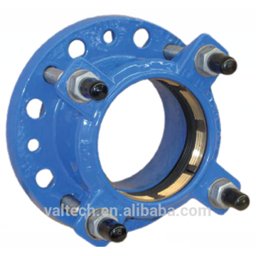 Ductile iron flange adaptor PN16 with tensile resistant sealing ring for PE Pipes